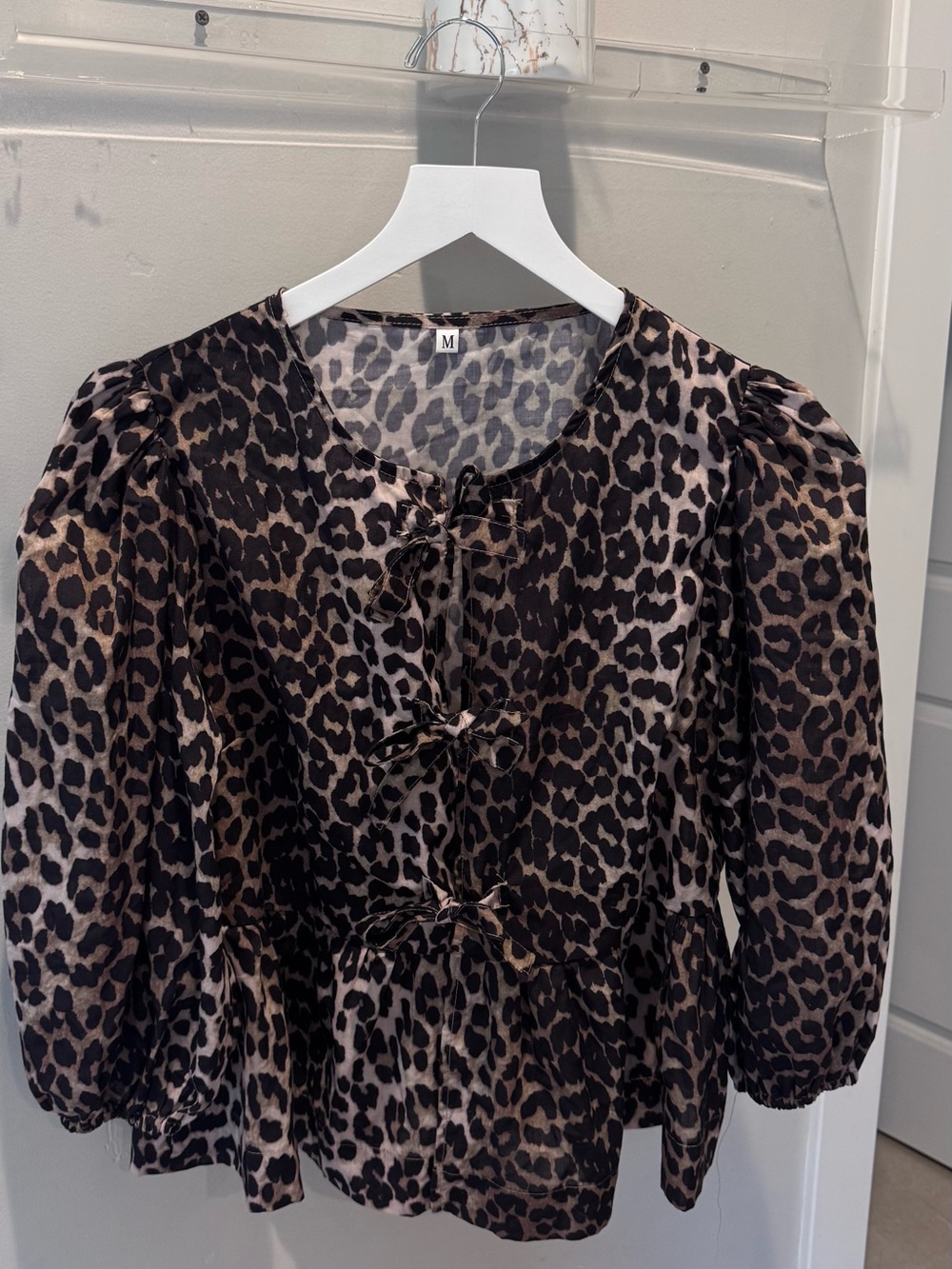 Leopard Print Peplum Blouse in Brown and Black Leopard